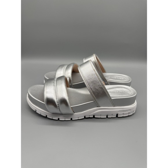 Cole Haan‎ Silver Double Band Slide Sandals Women's Size 8.5B Comfort Casual - Picture 4 of 13